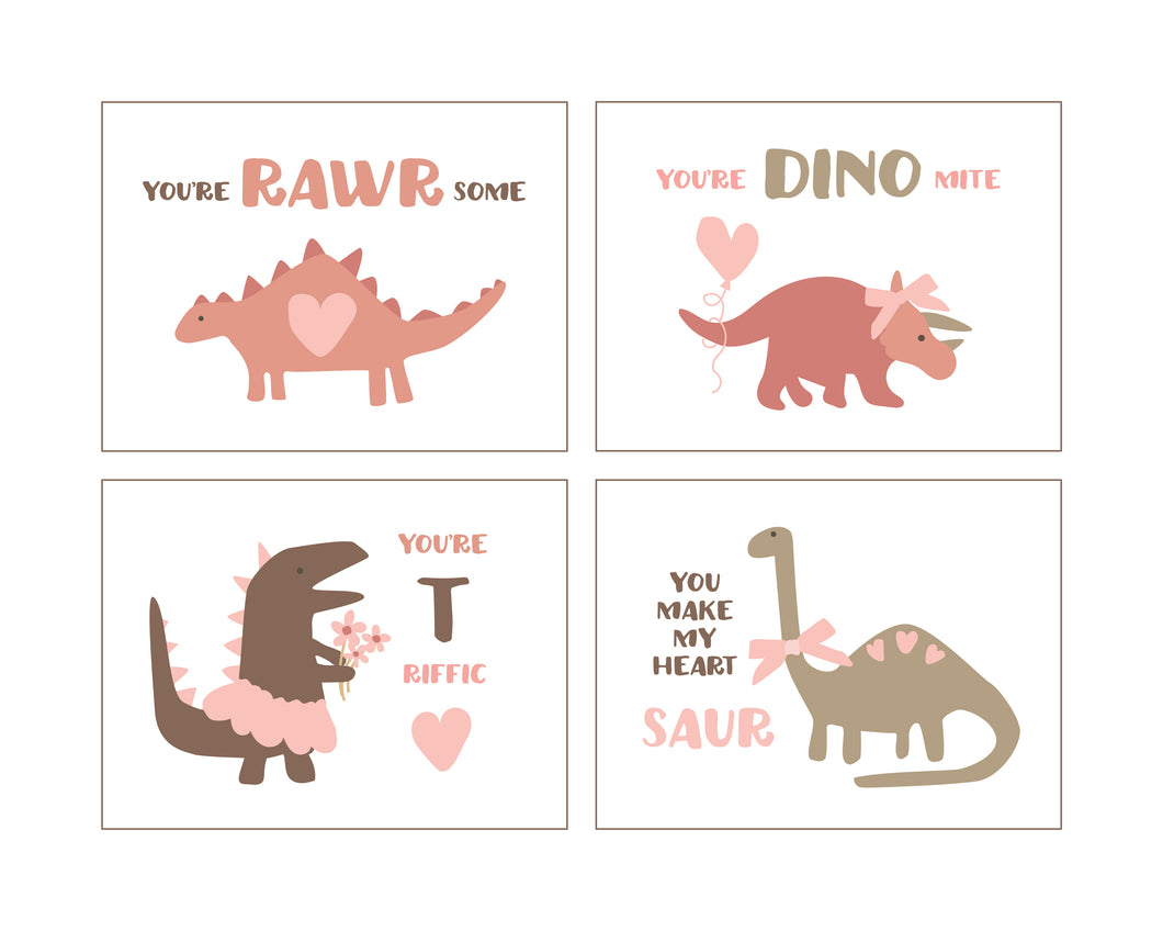 Dinosaur Valentines- pink