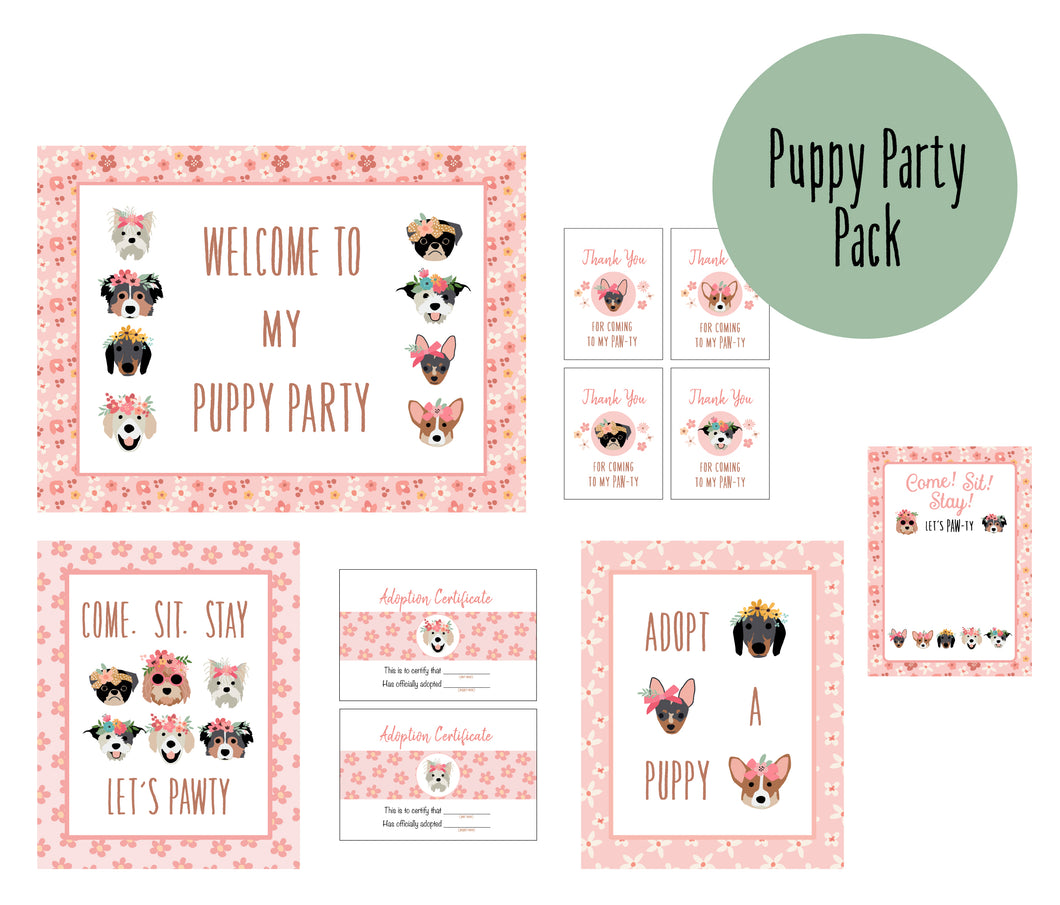 PUPPY PARTY AND POSTER COLLECTION - New puppies 2.0 flower pink