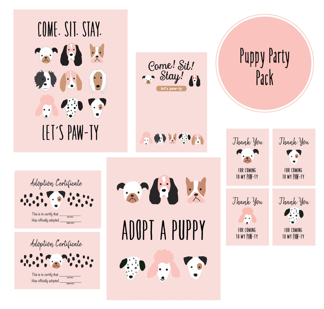 PUPPY PARTY AND POSTER COLLECTION - Original Puppies in Pink