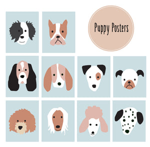 PUPPY PARTY AND POSTER COLLECTION - Original puppies in blue