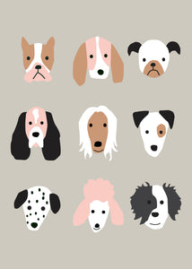 Puppy Faces posters - gray background