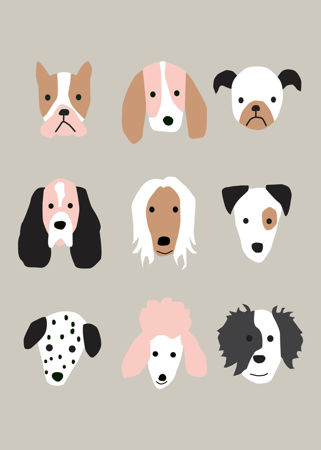 Puppy Faces posters - gray background