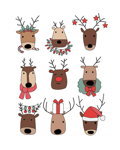 Santa's Reindeer Christmas Holiday Wall Art Posters
