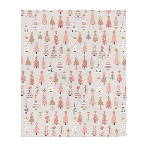 Christmas Holiday Trees in Neutral Soft Throw Blanket