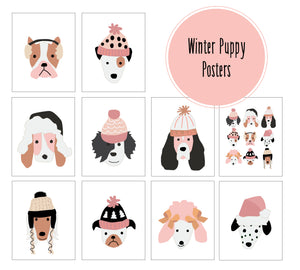 PUPPY PARTY AND POSTER COLLECTION - Original puppies in winter hats
